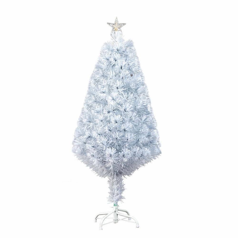 4ft 120 Branch Fiber Optic PVC Branch Iron Bracket Christmas Tree White