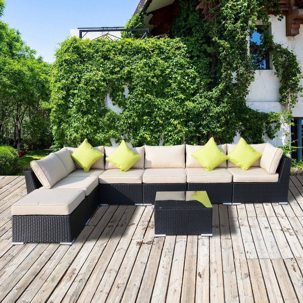 8 Pcs Rattan Sofa Set W/Cushions
