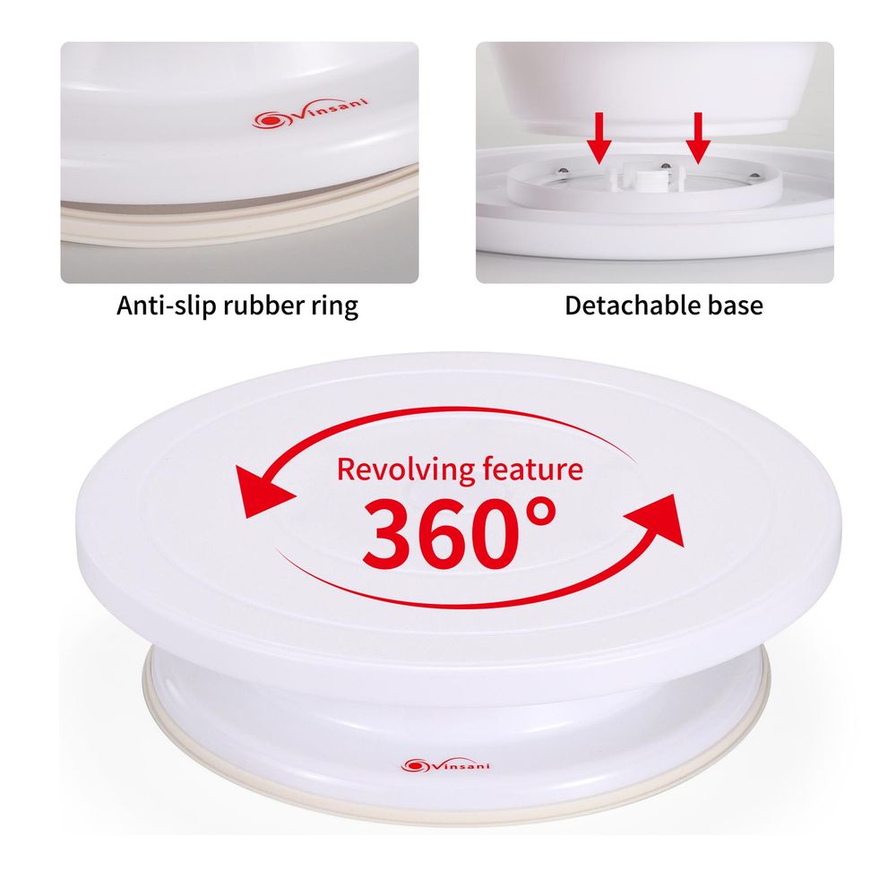 10.8" Rotating Cake Turntable Stand Cake Decorating Holder - White