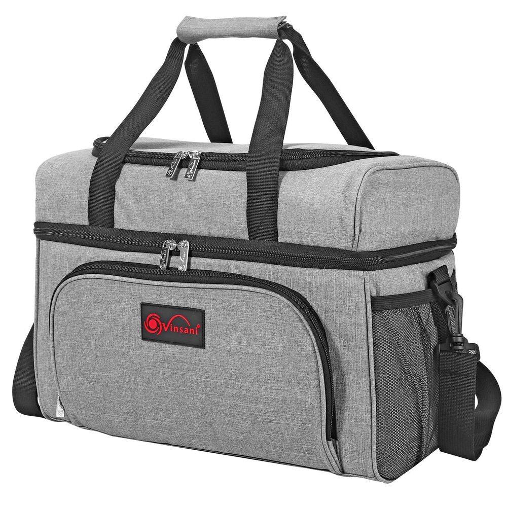 20 - 30L Cooler Bag Dual Compartment Grey Curve Cooler Bag Picnic Storage