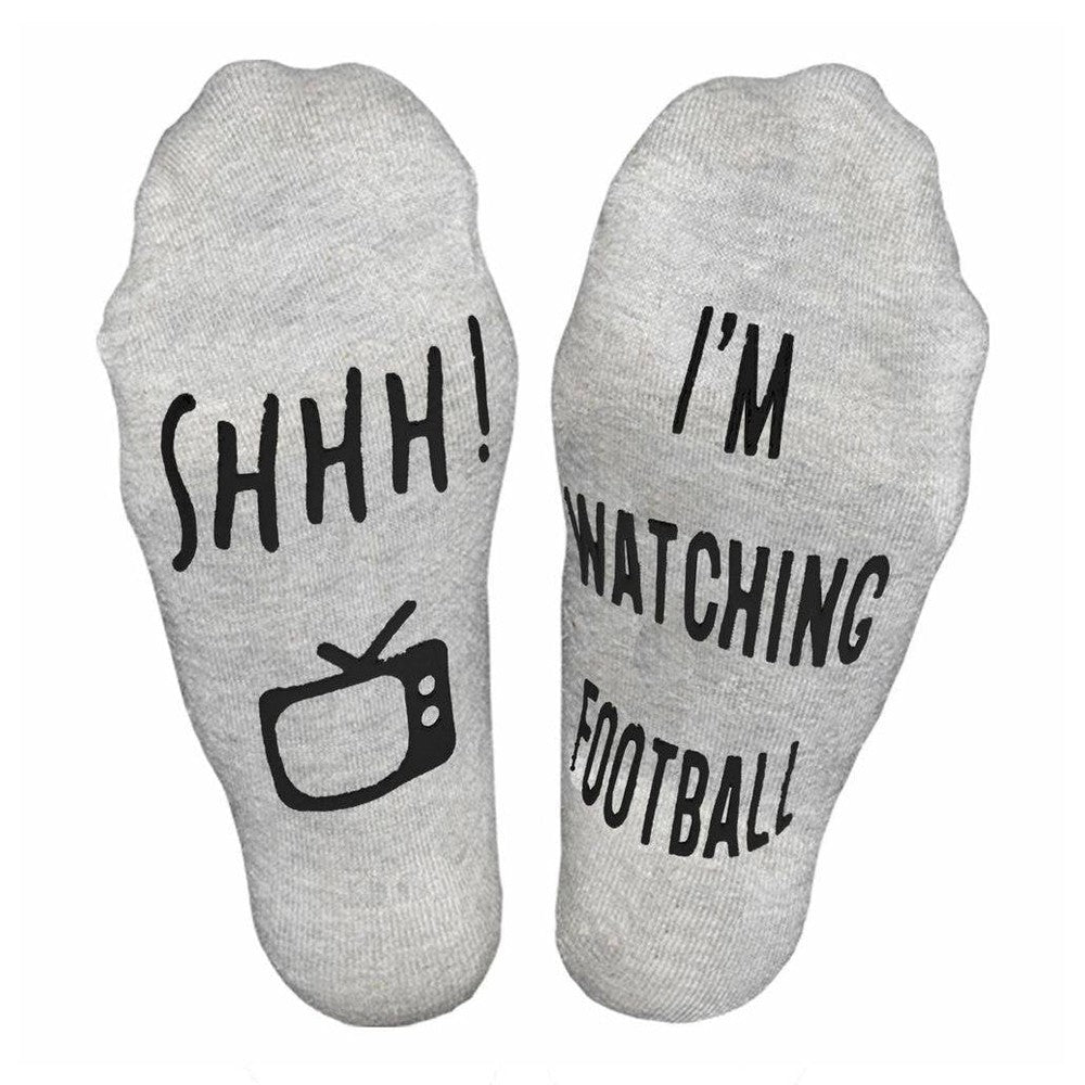 'Shhh I'm Watching Football' Funny Ankle Socks, Gift For Football Fans