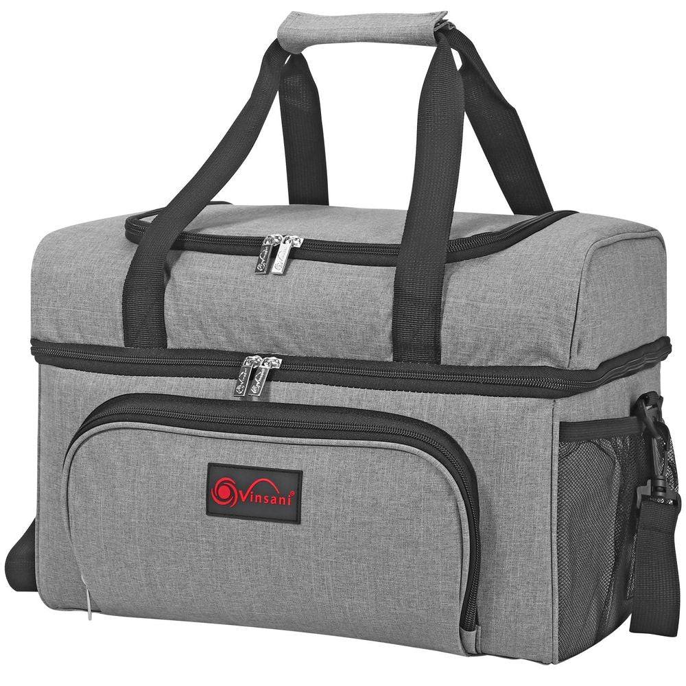20 - 30L Cooler Bag Dual Compartment Grey Curve Cooler Bag Picnic Storage