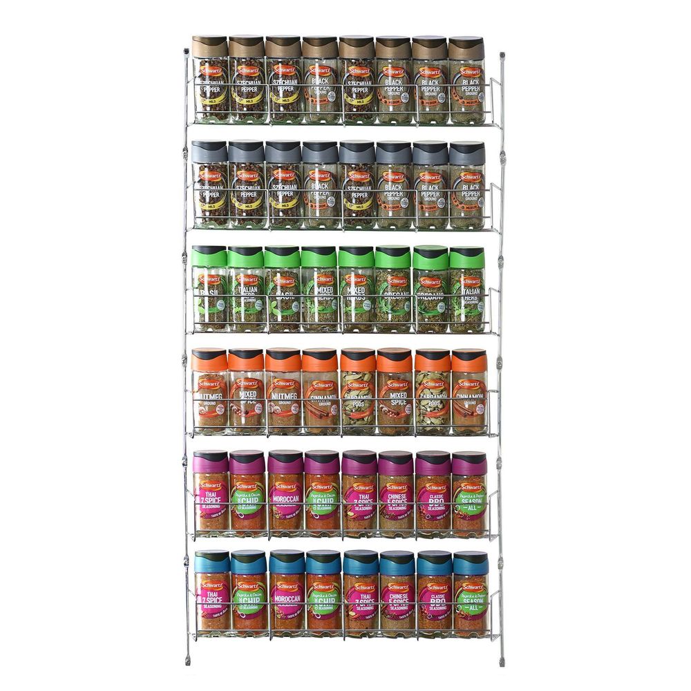 6 Tier Spice Herb Jar Rack Holder Kitchen Door Cupboard Wall Storage
