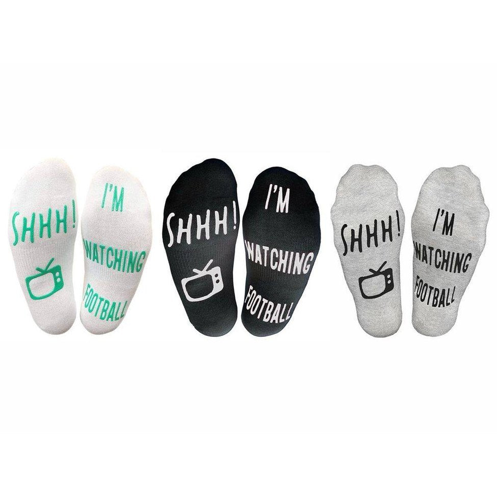 'Shhh I'm Watching Football' Funny Ankle Socks, Gift For Football Fans