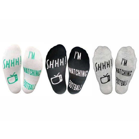 'Shhh I'm Watching Football' Funny Ankle Socks, Gift For Football Fans