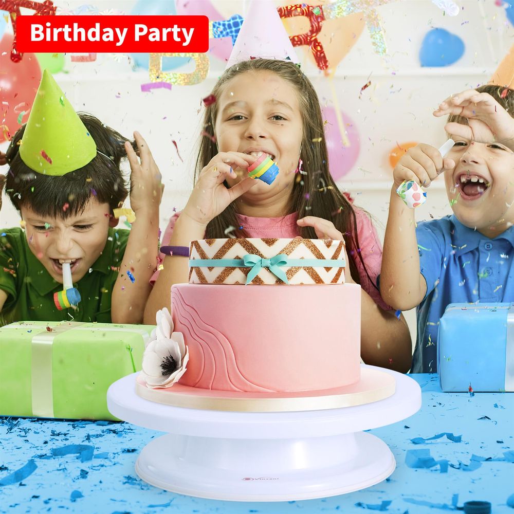 10.8" Rotating Cake Turntable Stand Cake Decorating Holder - White