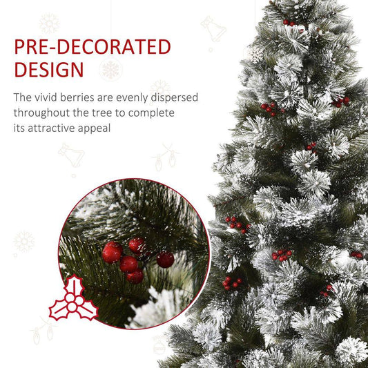 5ft Indoor Christmas Tree Artificial Berry Xmas Deco Metal Stand and 184 Tips