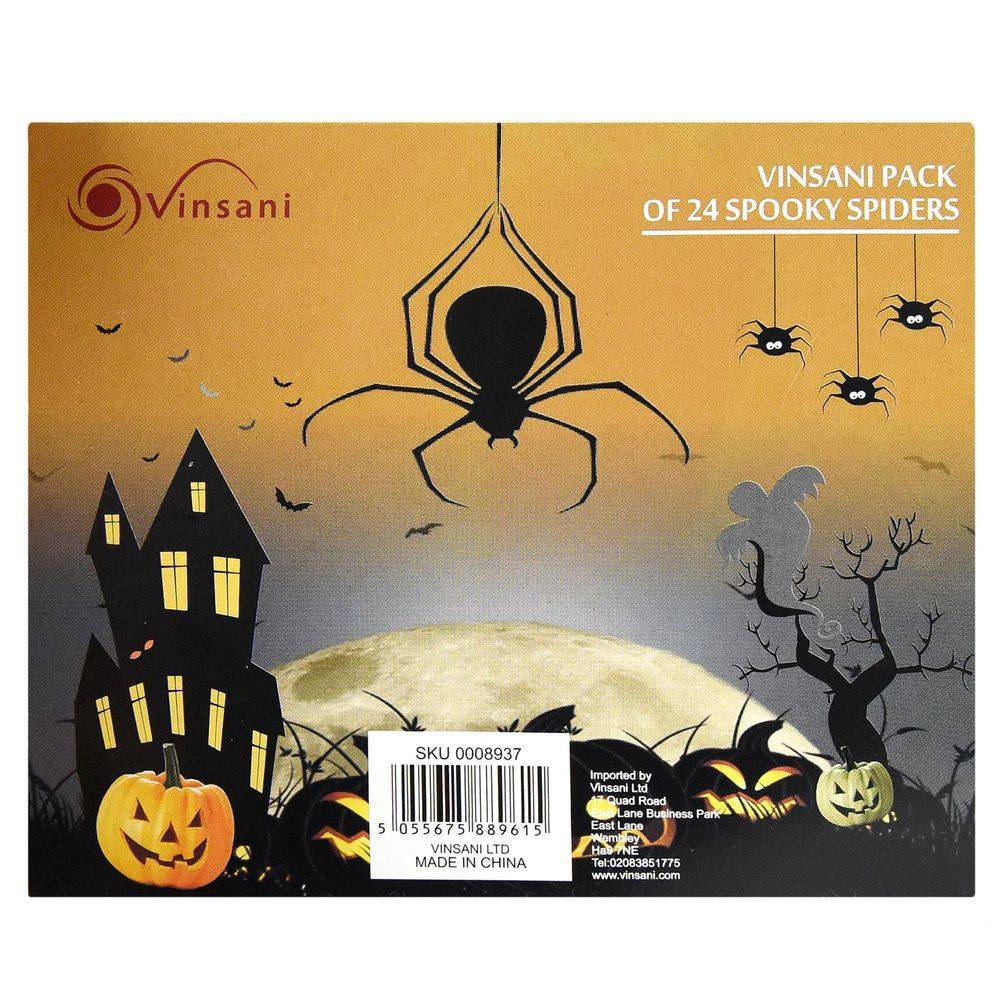 24 Pack Spooky Black Plastic Spiders Halloween Party Prop Decoration