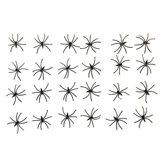 24 Pack Spooky Black Plastic Spiders Halloween Party Prop Decoration