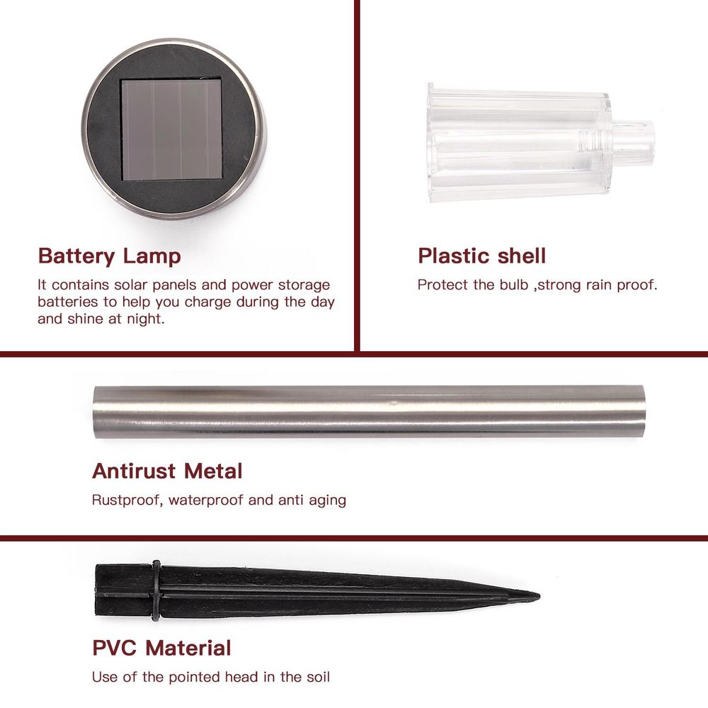 10 X Colour Change Stainless Steel Solar Powered Stick Post LED Lights