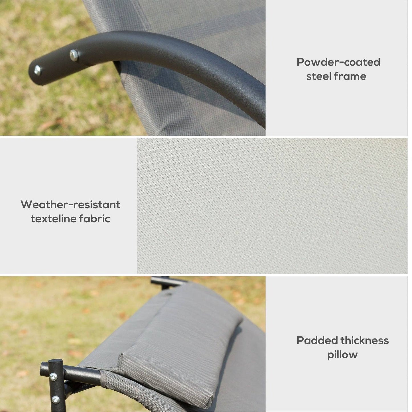 Double Hammock Chair Sun Lounger Outdoor Patio Garden Swing Rock Seat Grey