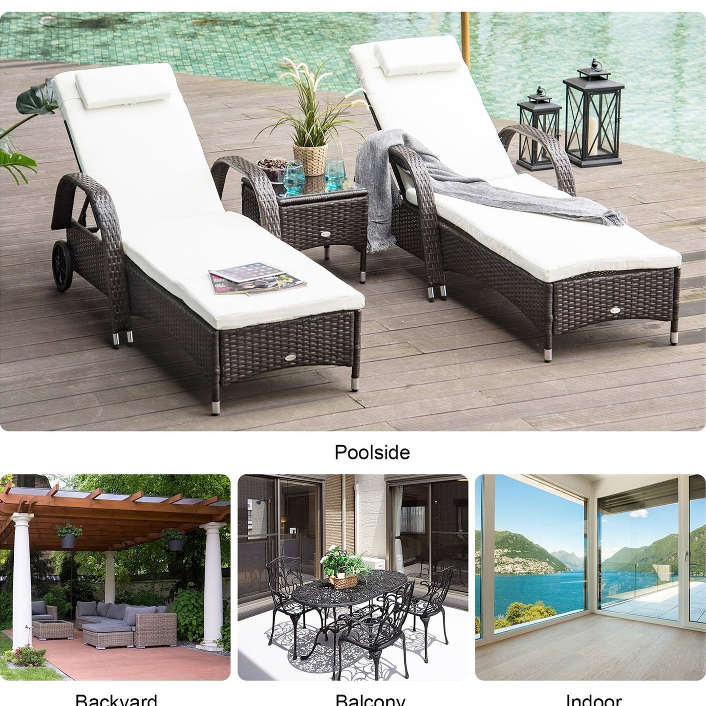 3-Pieces Patio Lounge Chair Set