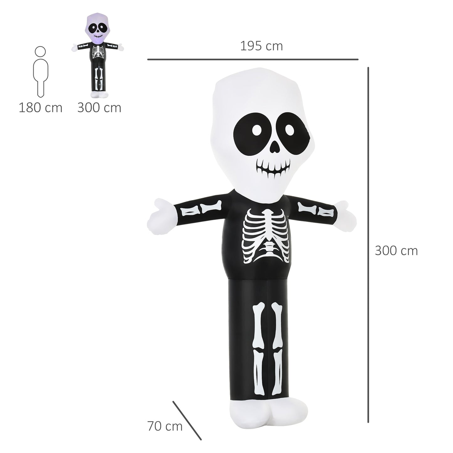 3m Halloween Inflatable Skeleton Ghost Decoration Lighted for Indoor Outdoor