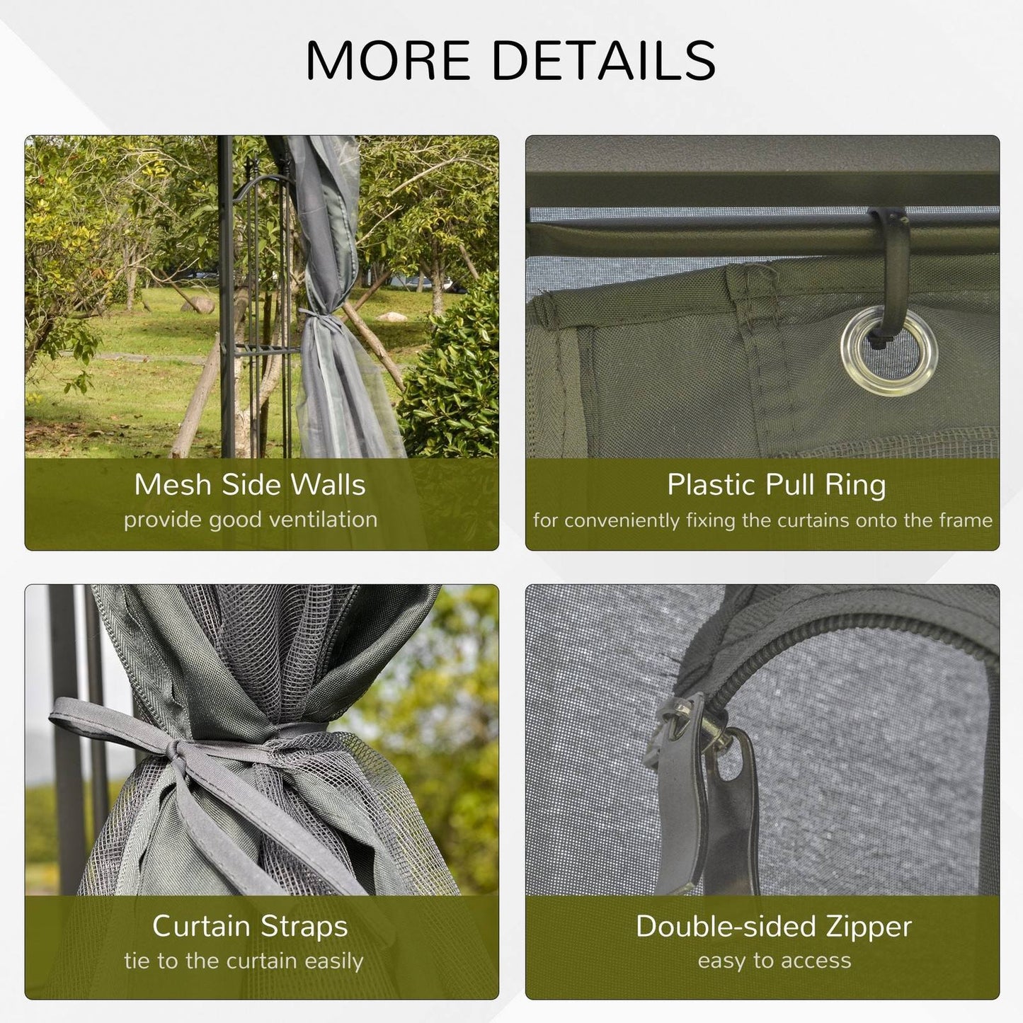 3Mx3M Garden Gazebo Double Top Outdoor Canopy Patio Event Party Wedding Tent Backyard Sun Shade with Netting - Grey