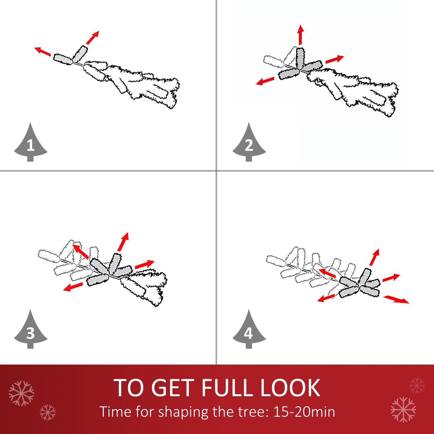 6FT Prelit Artificial Snow Flocked Christmas Tree with Warm White LED Light