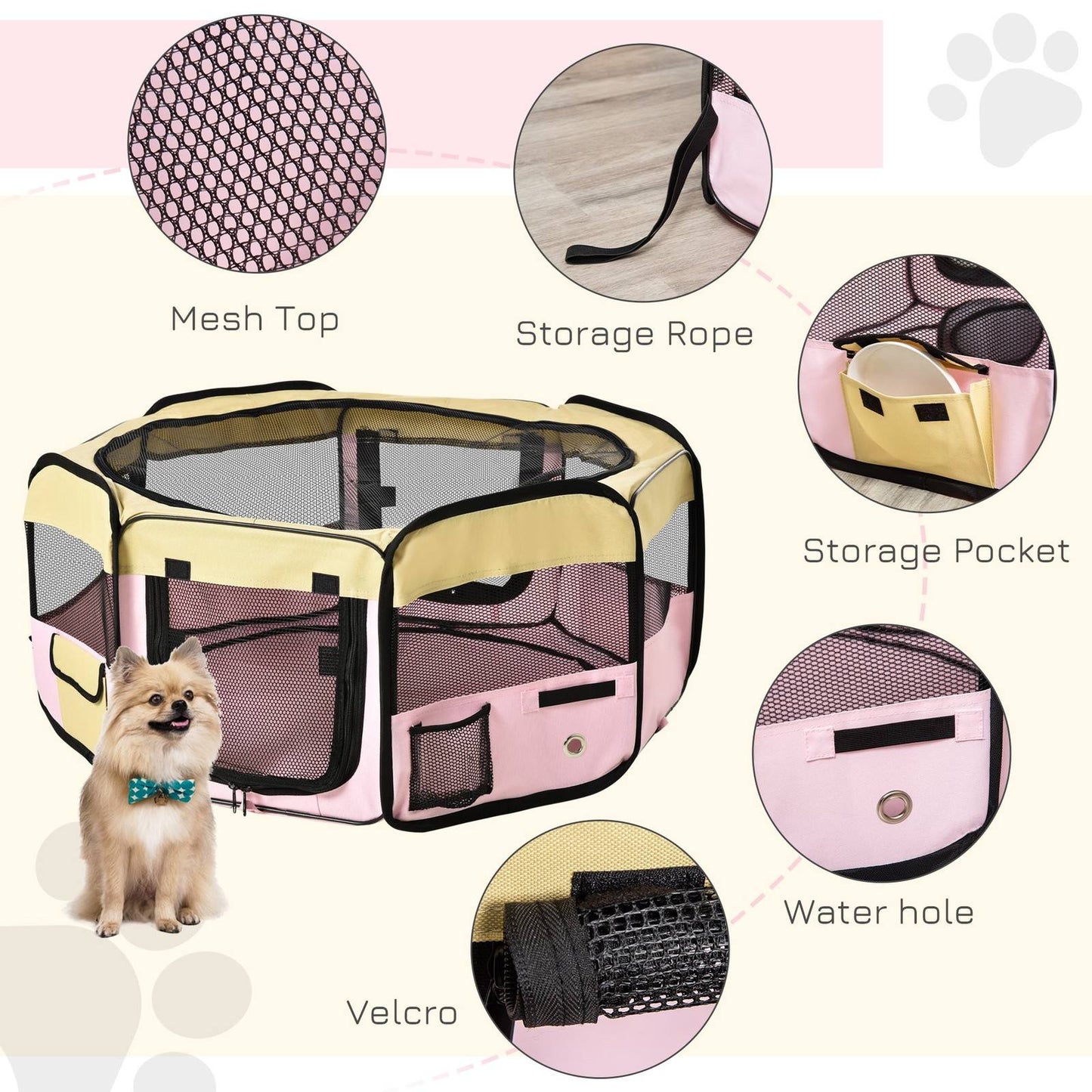PawHut Fabric Folding Dog Pens Pet Puppy PlayPen