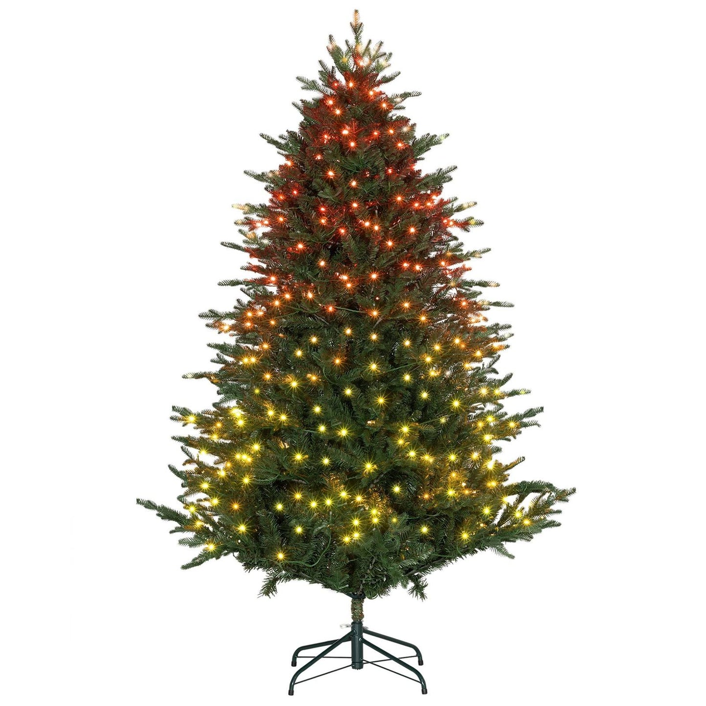 6ft Prelit Christmas Tree Artificial - Dark Green with LED Lights Multicoloured 1862 Tips