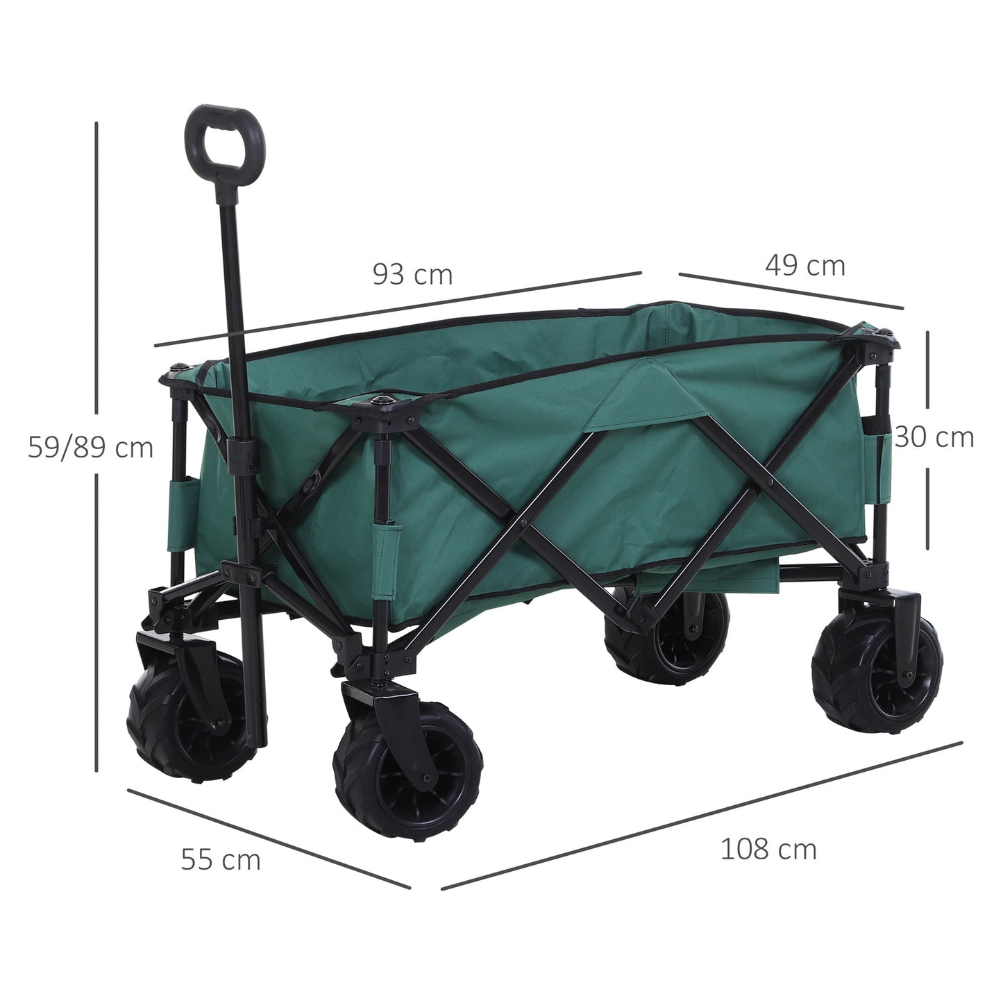 Folding Metal Frame Garden Trolley - Green