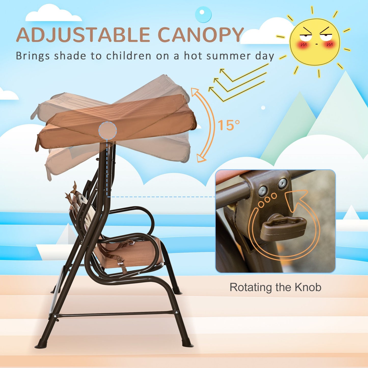 2 Seater Kids Garden Swing Seat