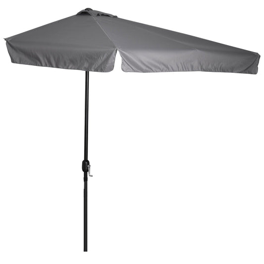 2.3m Half Round Parasol Umbrella Balcony Metal Frame Outdoor NO BASE Grey