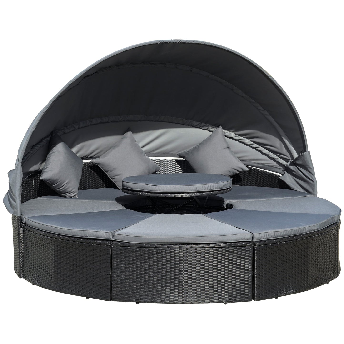 4-Pieces PE Rattan Garden Daybed Set