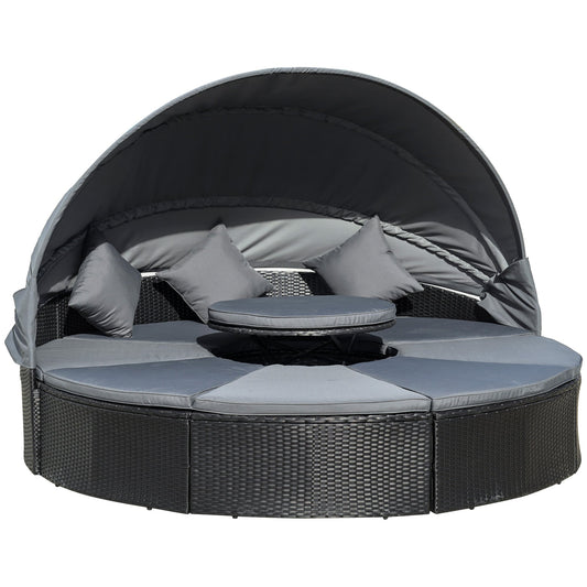 4-Pieces PE Rattan Garden Daybed Set