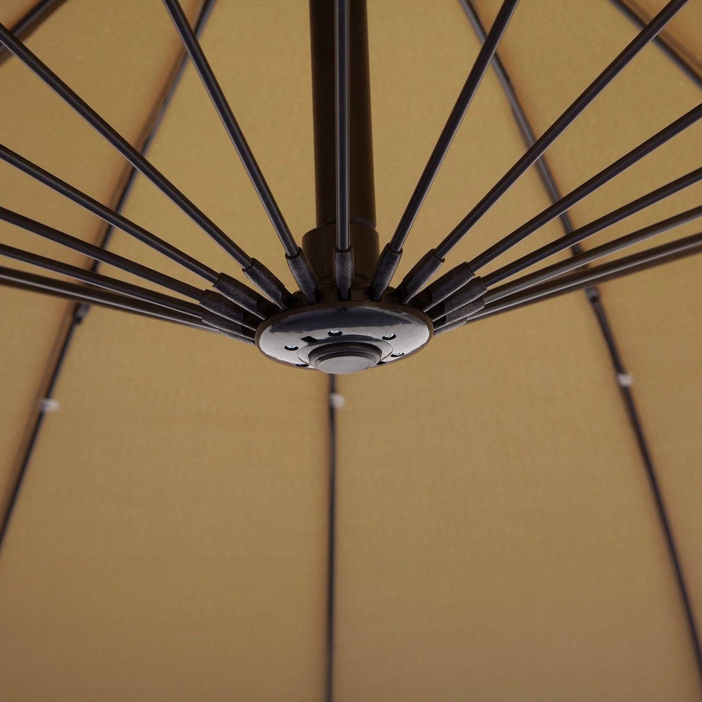 3M Cantilever Umbrella 18 Ribs & Vents Adjustable Angle for Patio Khaki