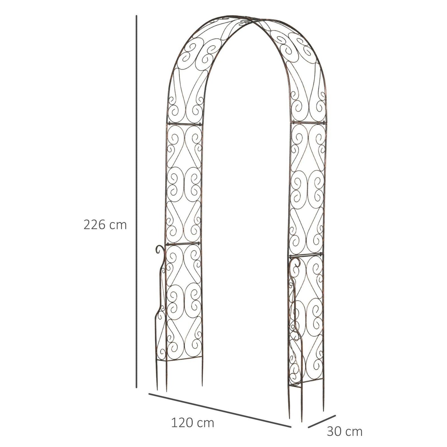 Metal Decorative Garden Rose Arch Arbour Trellis for Climbing Plants Support Archway Wedding Gate 120L x 30W x 226H cm