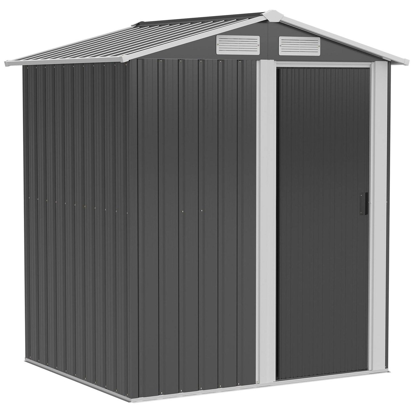Galvanised 5 x 4' Single Door Apex Shed Steel Grey by Steadfast