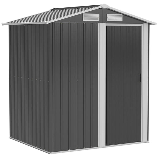 Galvanised 5 x 4' Single Door Apex Shed Steel Grey by Steadfast