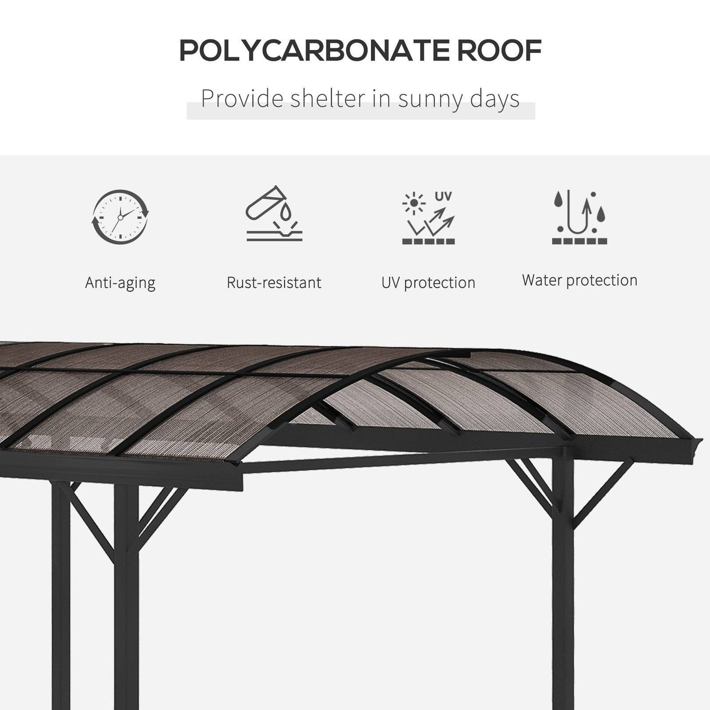 5 x 3M Hardtop Pergola Aluminium Gazebo Pavilion Garden Shelter Carport with Polycarbonate Roof