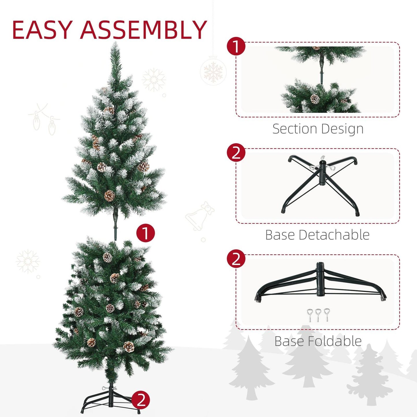 5' Snow Artificial Christmas Tree with Realistic Branches