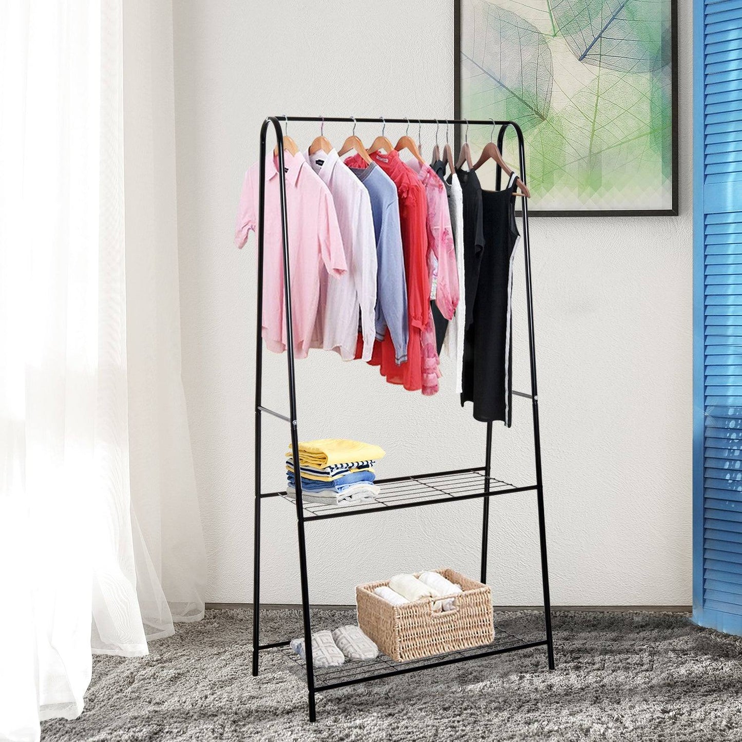 77L X 45W X 153H cm A Shaped Clothes Rack 2-Tier Steel-Black