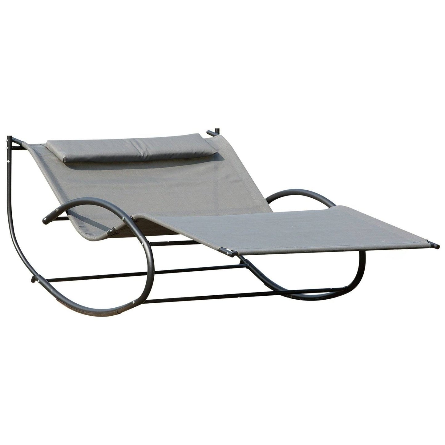 Double Hammock Chair Sun Lounger Outdoor Patio Garden Swing Rock Seat Grey