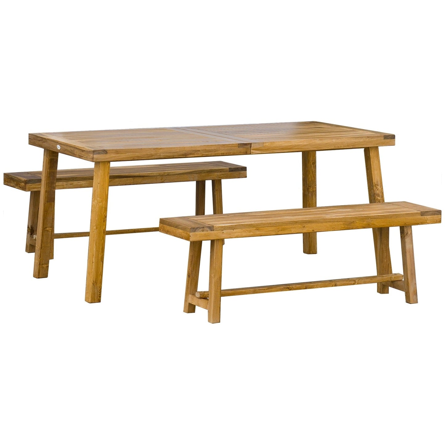 3-Pieces Picnic Bench Set with Table and 2 Benches
