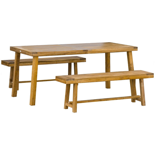 3-Pieces Picnic Bench Set with Table and 2 Benches