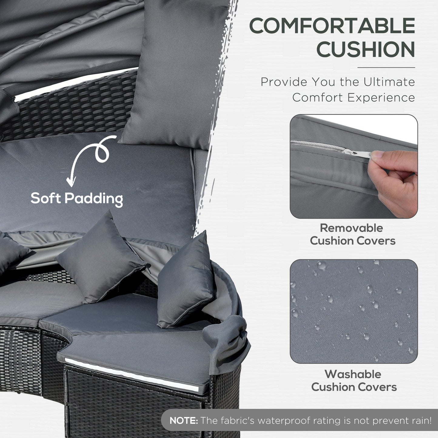 4-Pieces PE Rattan Garden Daybed Set