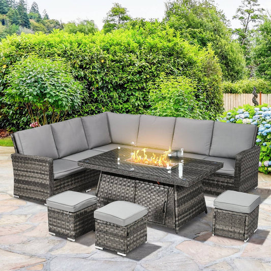 7-Pieces PE Rattan Garden Furniture Set