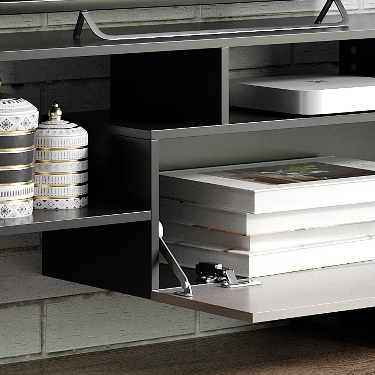 Modern TV Cabinet with Wall Shelf