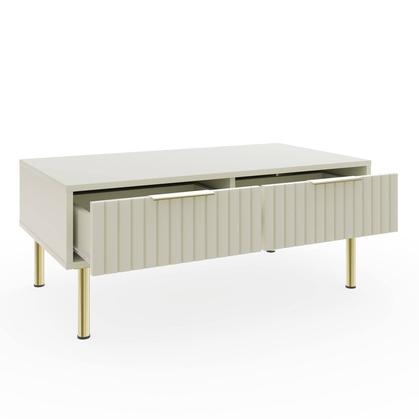Nervata Coffee Table White & Gold 2 Drawers