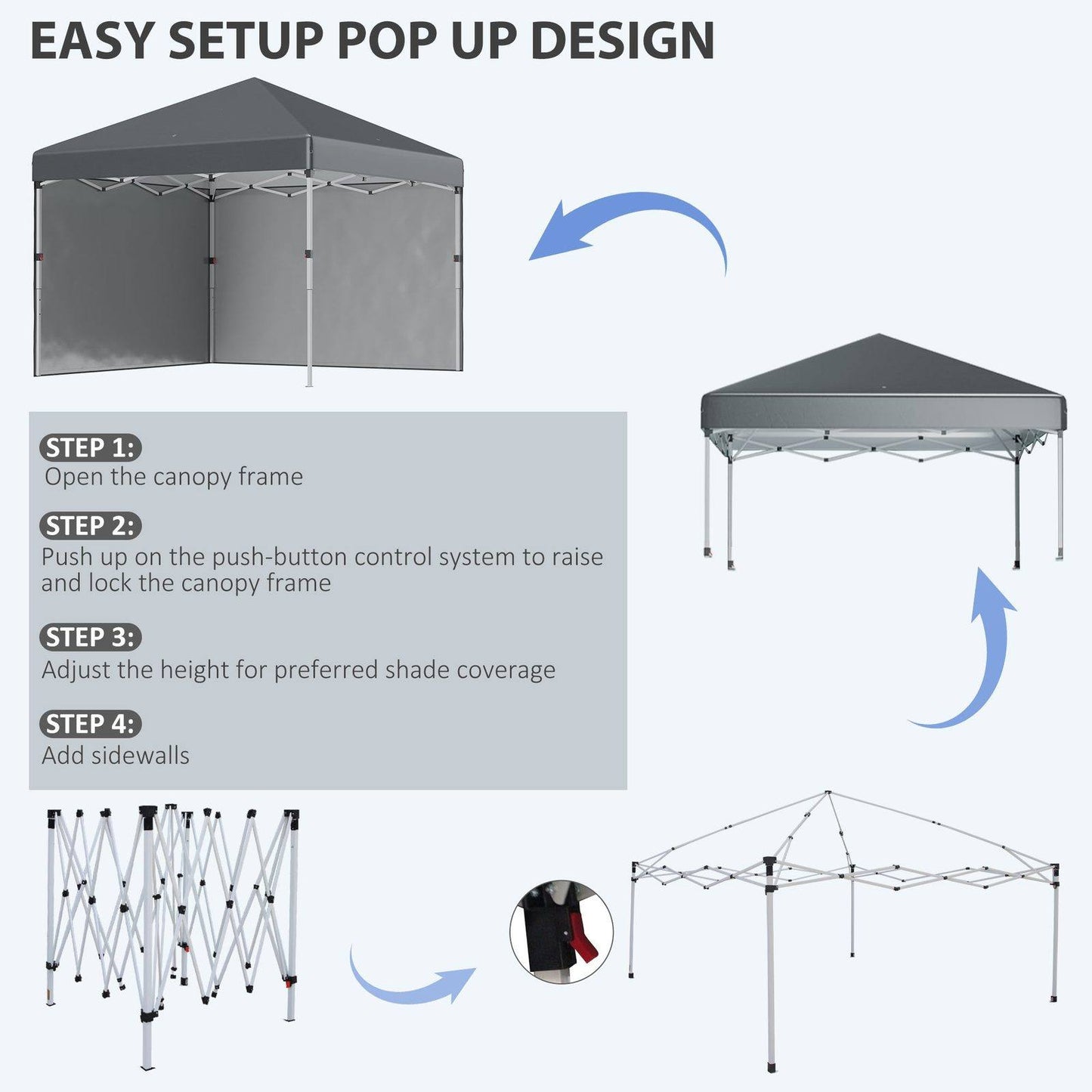 3 x 3 M Pop Up Gazebo with 2 Sidewalls