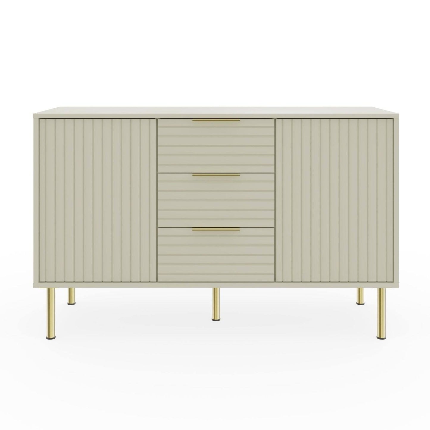 Nervata Large Sideboard White & Gold 2 Doors 4 Shelves 3 Drawers
